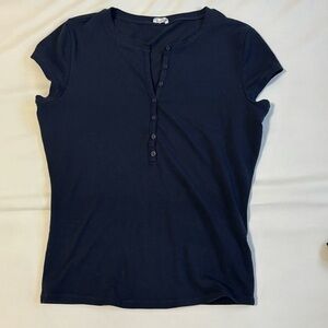 Garage Navy Slim Fit Top